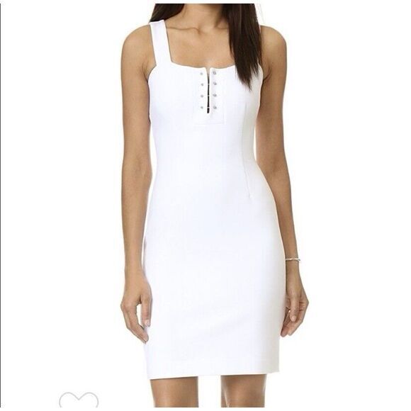 Women's M Kendall + Kylie White Tank Pierced Dress Knee Length Classy Msrp $228